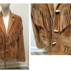 Ralph Lauren RL Suede Leather Fringe Jacket, Size Small